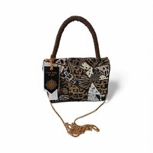 From India to You -Elegant Beaded Handbag - Black and Gold